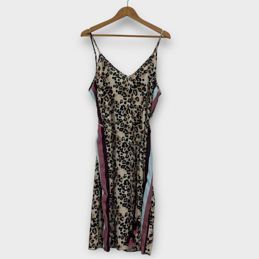 Miken Swim Women’s Size Medium Brown Leopard Print Sleeveless Cover Up Dress